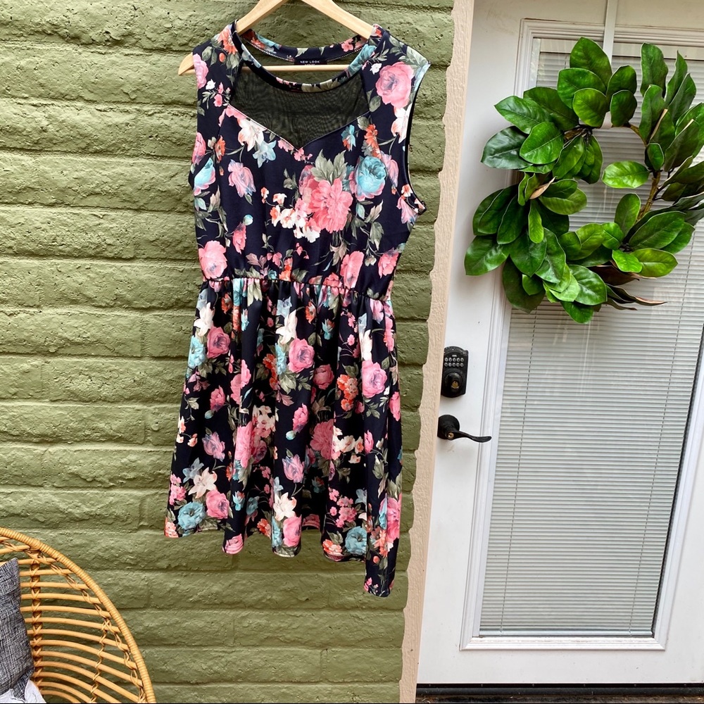 New Look Floral and Mesh Insert Dress